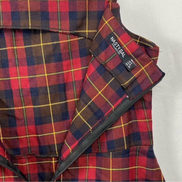 Nasty Gal Collection Women’s Plaid Mini Dress Size 8 - Picture 13 of 16